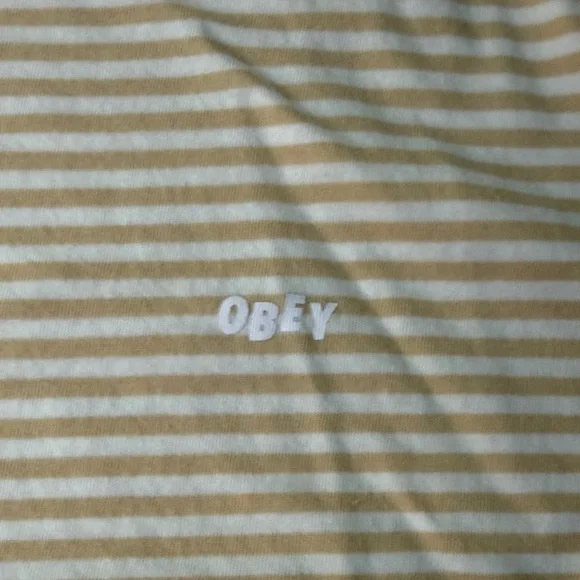 Obey, Striped Short-Sleeve Crew Neck T-Shirt - Cream/White - Picture 2 of 8